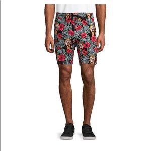 🆕Men's Floral Print Swim Shorts in Black and Red